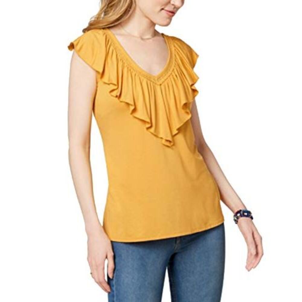 Style & Co V Neck Ruffled Top - Picture 2 of 4